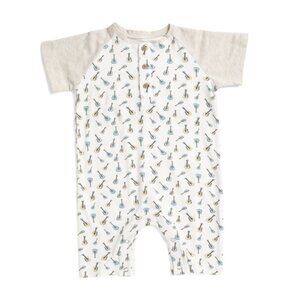 ETTIE + H Beige Infant Boys Henley Neck Knit Romper